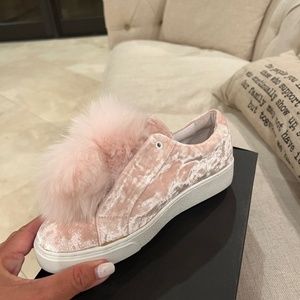 Pink pom pom sneakers
